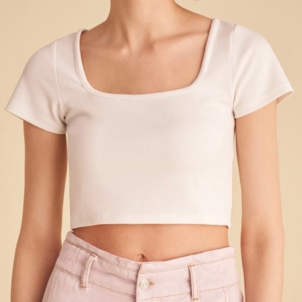 White Square Neck Crop Top